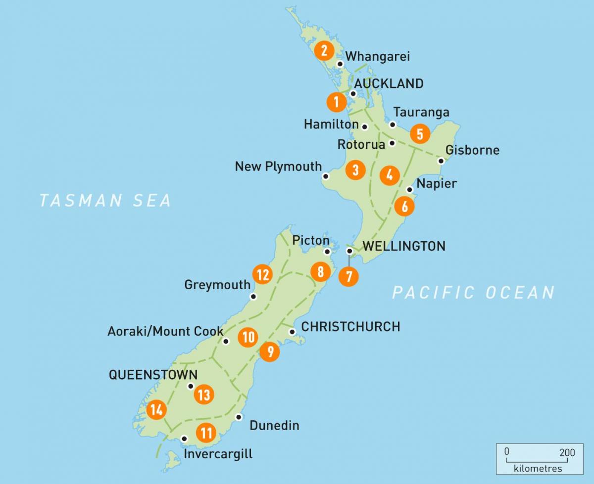 اوکلند در نیوزیلند نقشه