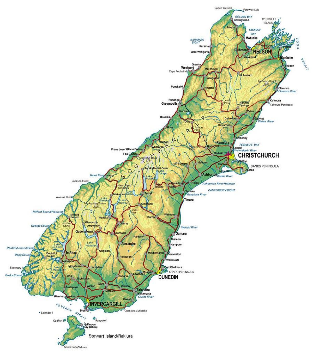 نقشه جنوب نیوزیلند