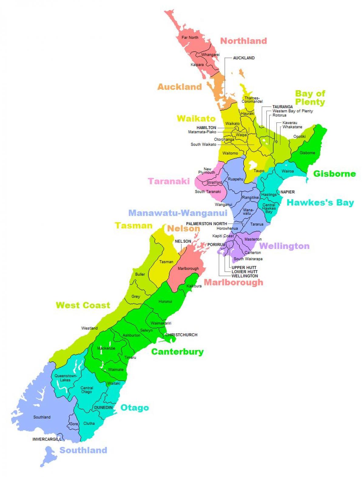 نیوزیلند نقشه منطقه