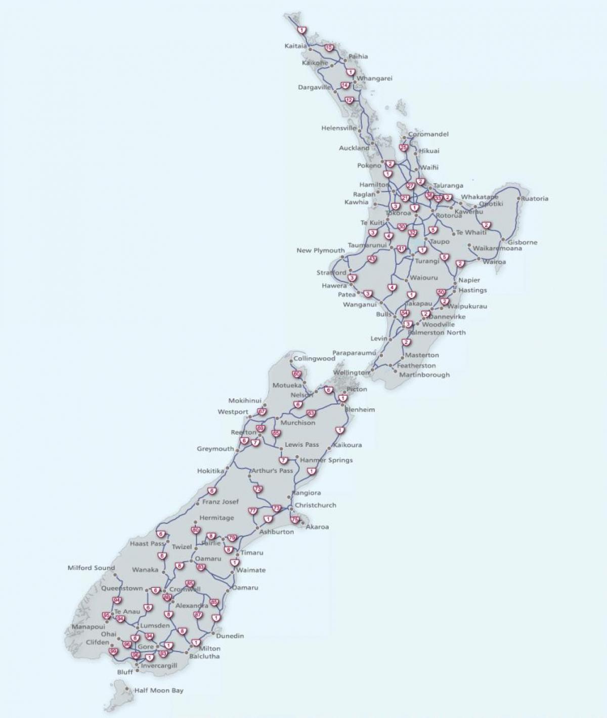 نیوزیلند roads map