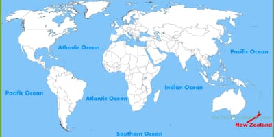 نیوزیلند محل بر روی نقشه جهان