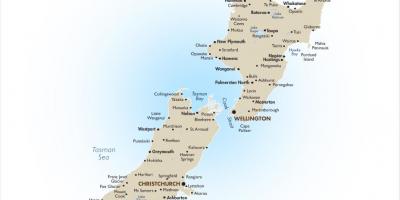 نقشه نیوزیلند با شهرهای بزرگ